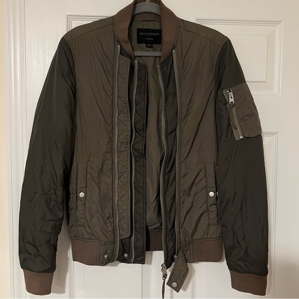 All Saints Men's Olive Bomber Jacket